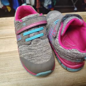 Gray and Pink Velcro Sneakers for Active Adventures